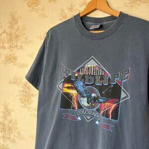90s Exploration Wildlife Colorado Lightning Eagle Nature T-Shirt Size M